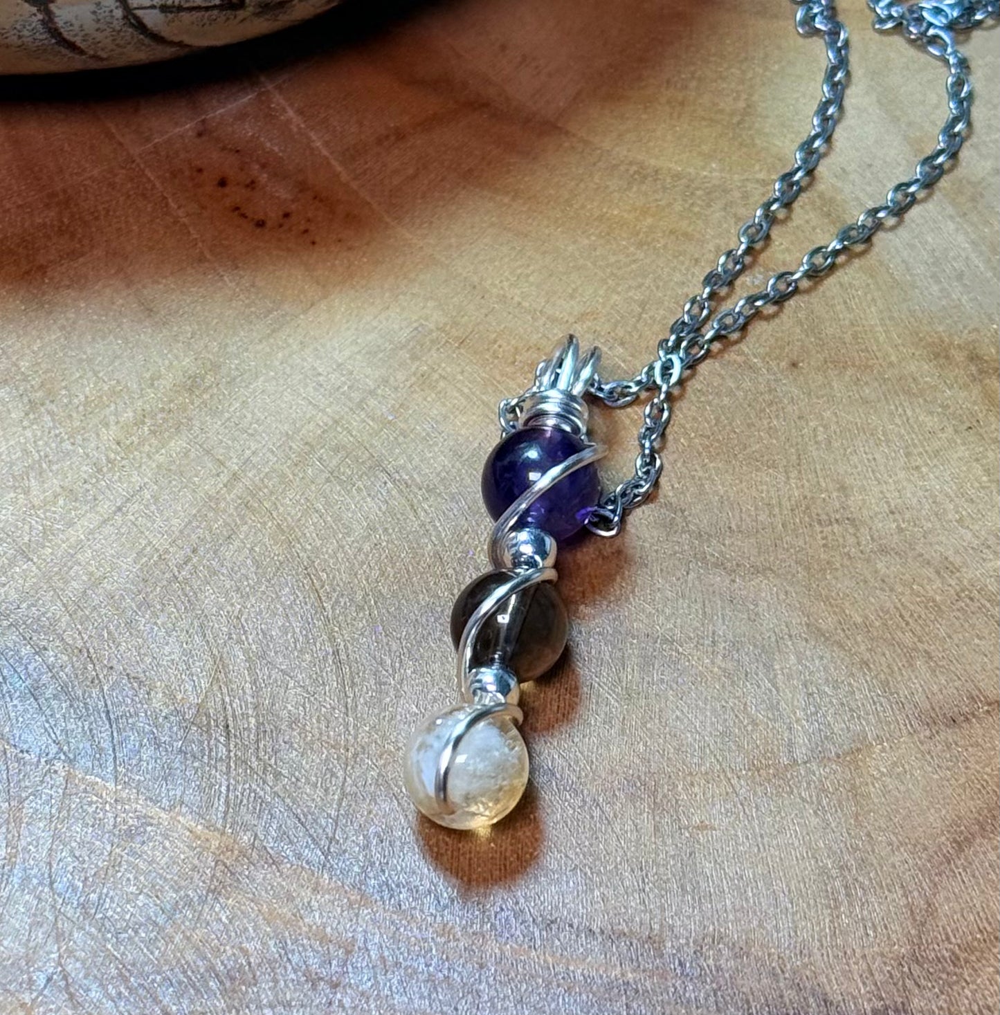 Solar Alignment Pendant Citrine • Smoky Quartz • Amethyst | Trinity Collection
