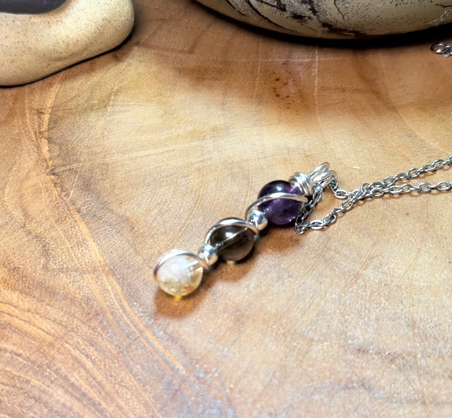 Solar Alignment Pendant Citrine • Smoky Quartz • Amethyst | Trinity Collection