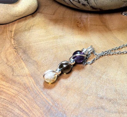 Solar Alignment Pendant Citrine • Smoky Quartz • Amethyst | Trinity Collection
