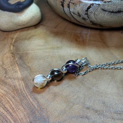 Solar Alignment Pendant Citrine • Smoky Quartz • Amethyst | Trinity Collection