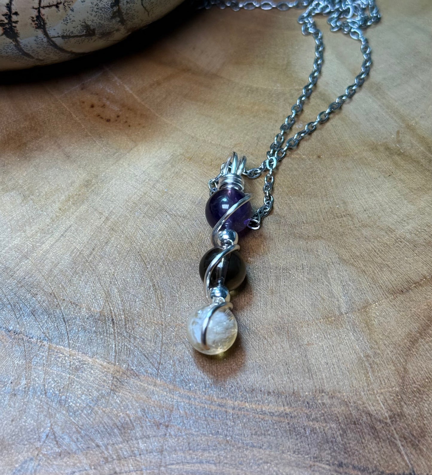 Solar Alignment Pendant Citrine • Smoky Quartz • Amethyst | Trinity Collection