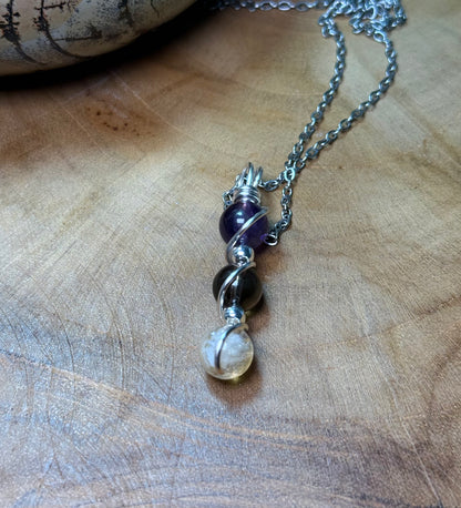 Solar Alignment Pendant Citrine • Smoky Quartz • Amethyst | Trinity Collection