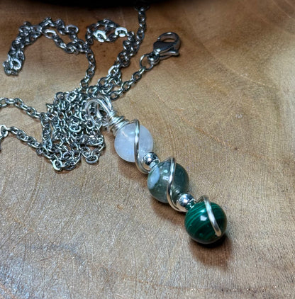 Gaia - Earth Mother - Moonstone - Moss Agate - Malachite