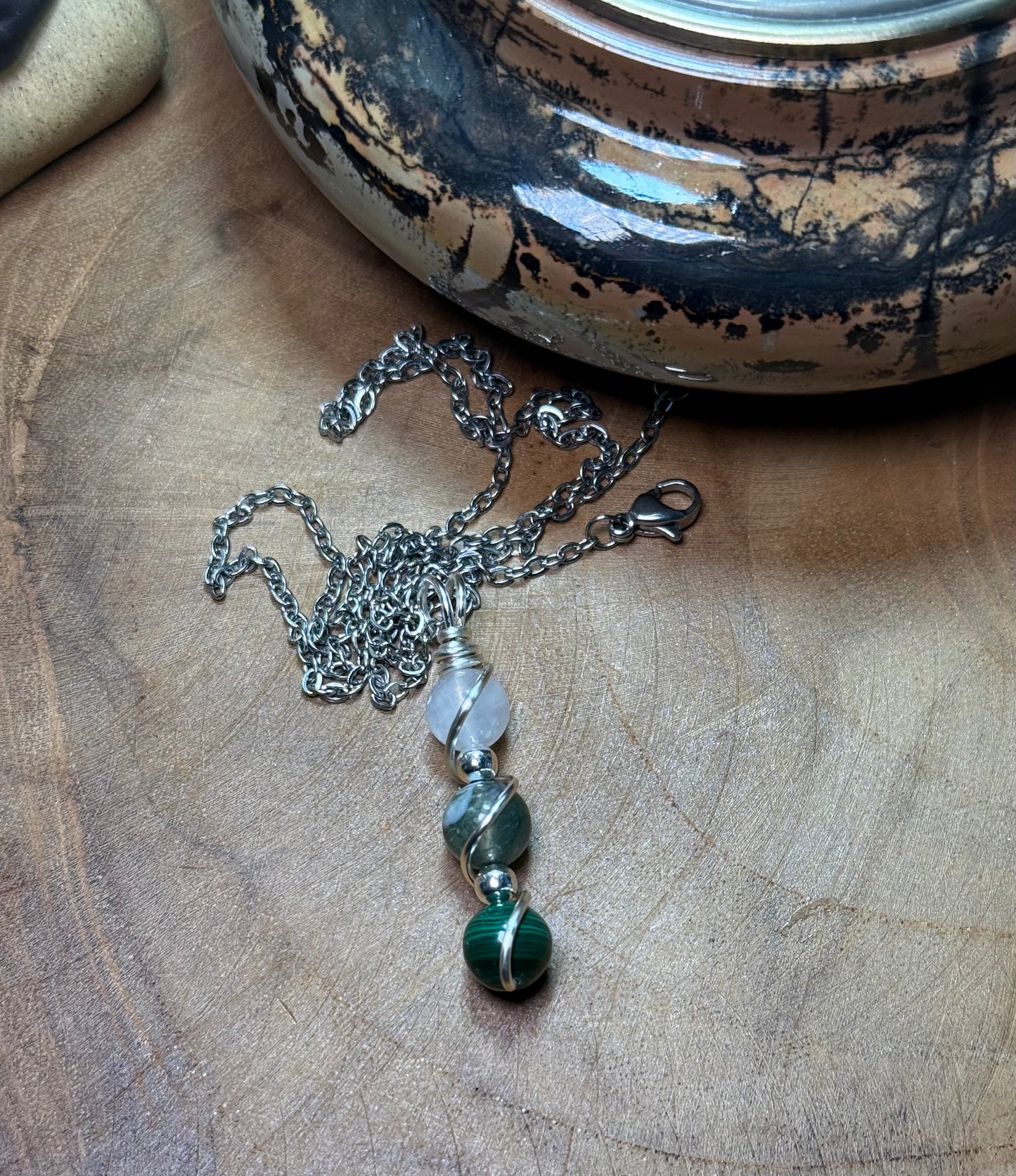 Gaia - Earth Mother - Moonstone - Moss Agate - Malachite