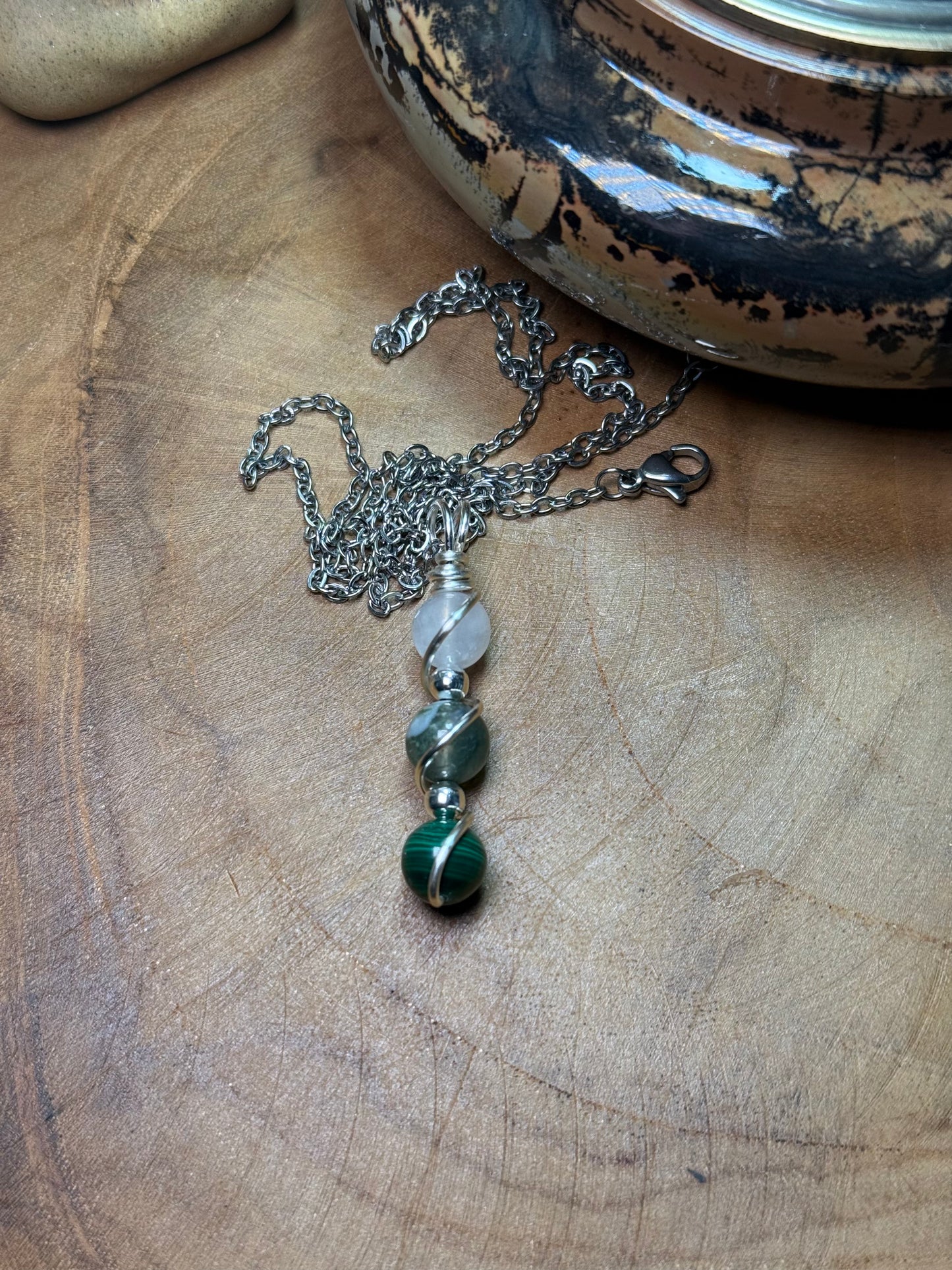 Gaia - Earth Mother - Moonstone - Moss Agate - Malachite