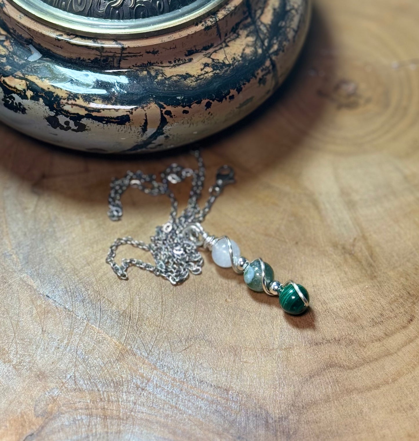 Gaia - Earth Mother - Moonstone - Moss Agate - Malachite