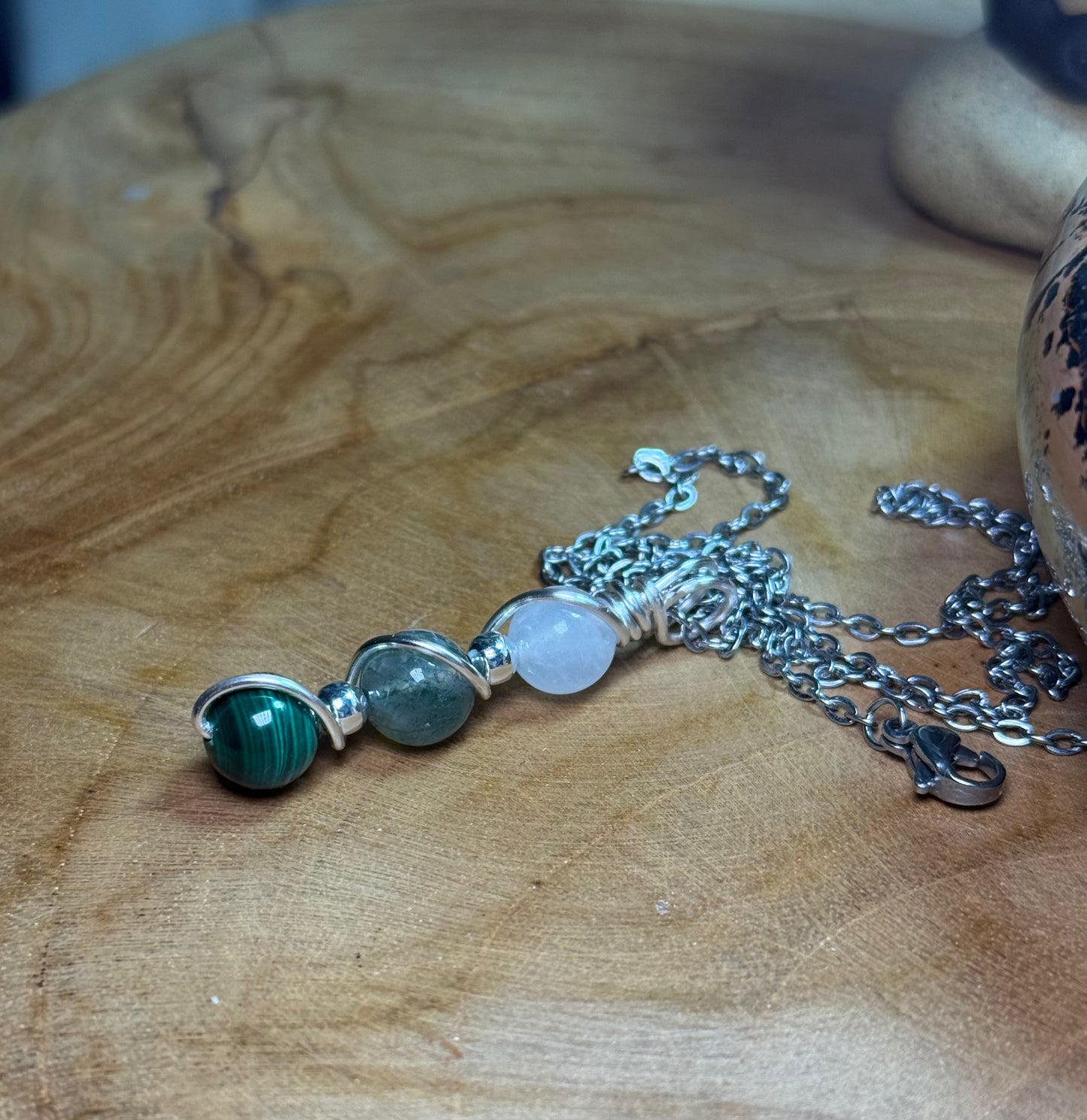 Gaia - Earth Mother - Moonstone - Moss Agate - Malachite