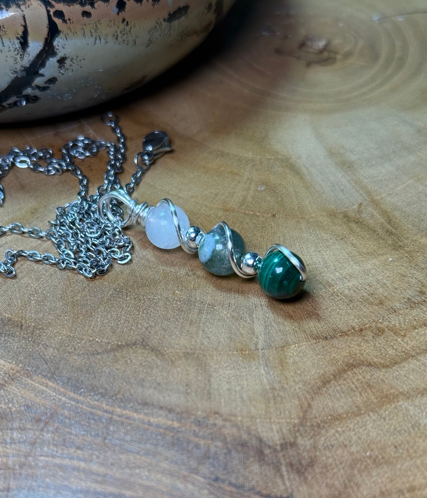Gaia - Earth Mother - Moonstone - Moss Agate - Malachite