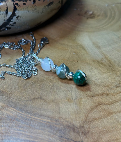 Gaia - Earth Mother - Moonstone - Moss Agate - Malachite