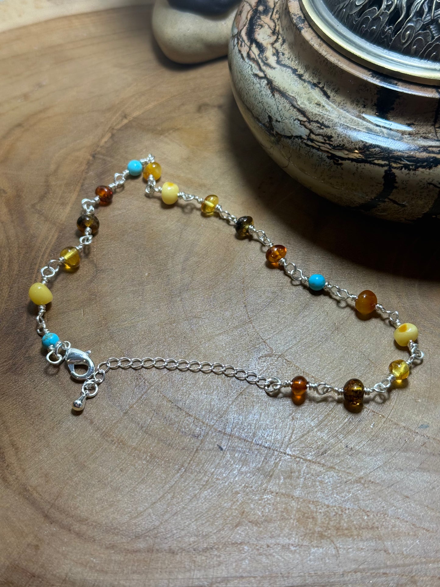 Amber & Turquoise Anklet