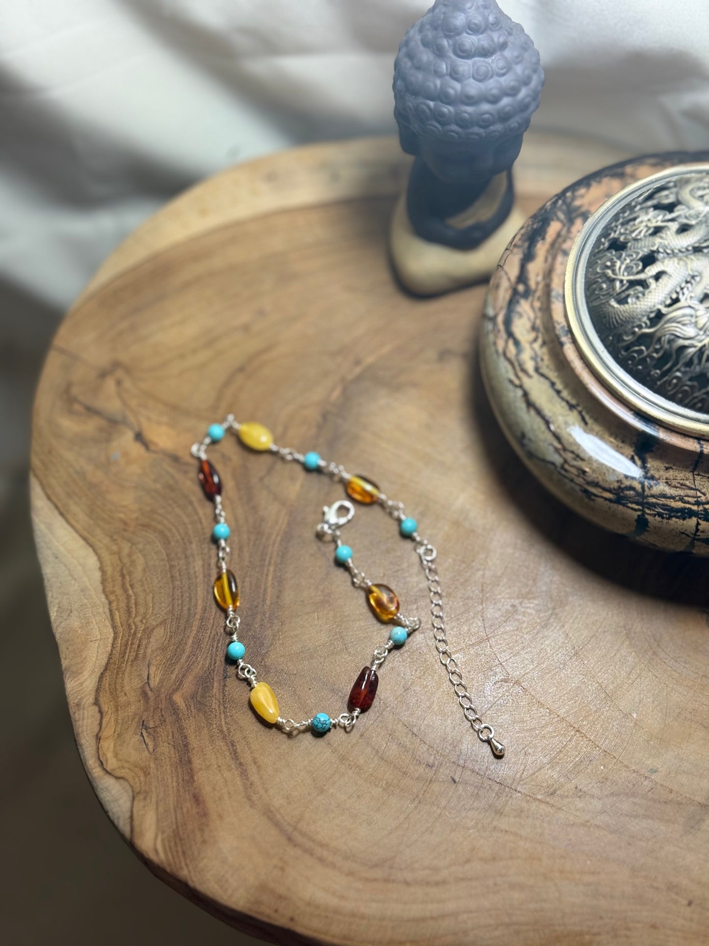 Amber & Turquoise Anklet