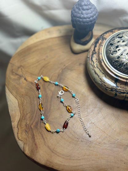 Amber & Turquoise Anklet