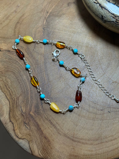 Amber & Turquoise Anklet