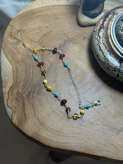 Amber & Turquoise Anklet
