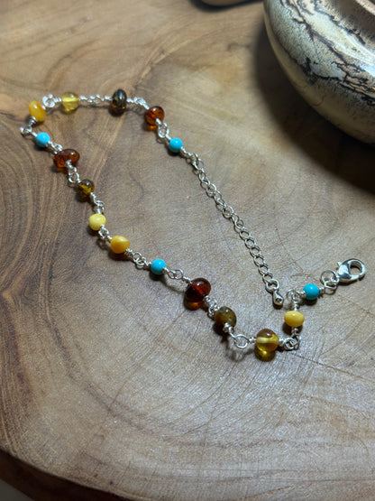 Amber & Turquoise Anklet