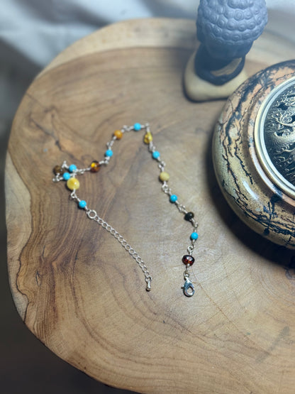 Amber & Turquoise Anklet