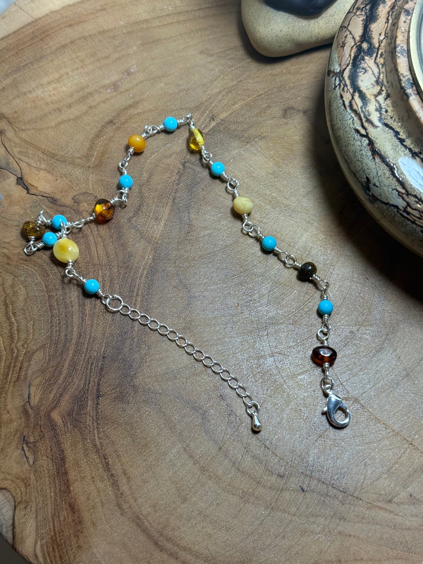 Amber & Turquoise Anklet