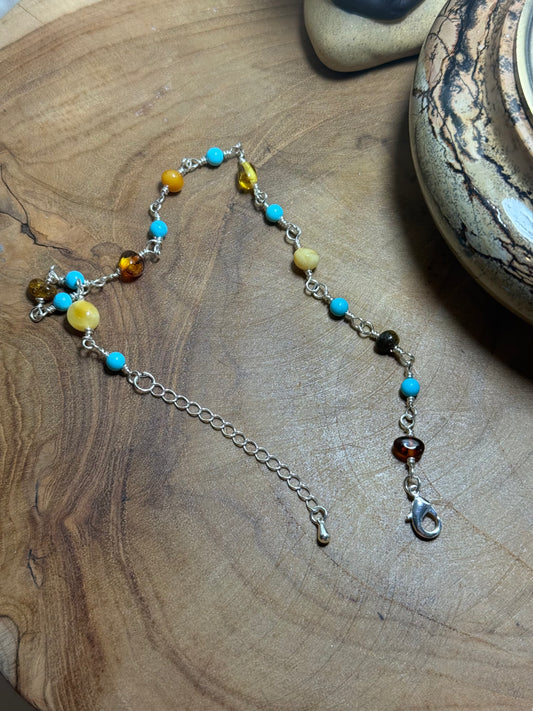 Amber & Turquoise Anklet