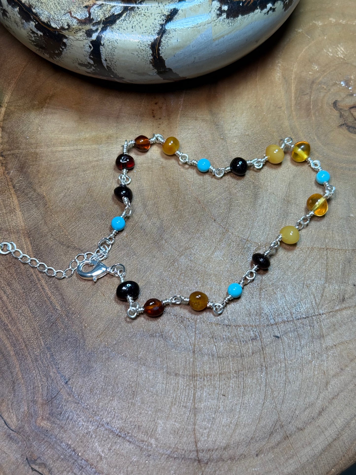 Amber & Turquoise Anklet