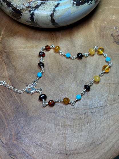 Amber & Turquoise Anklet