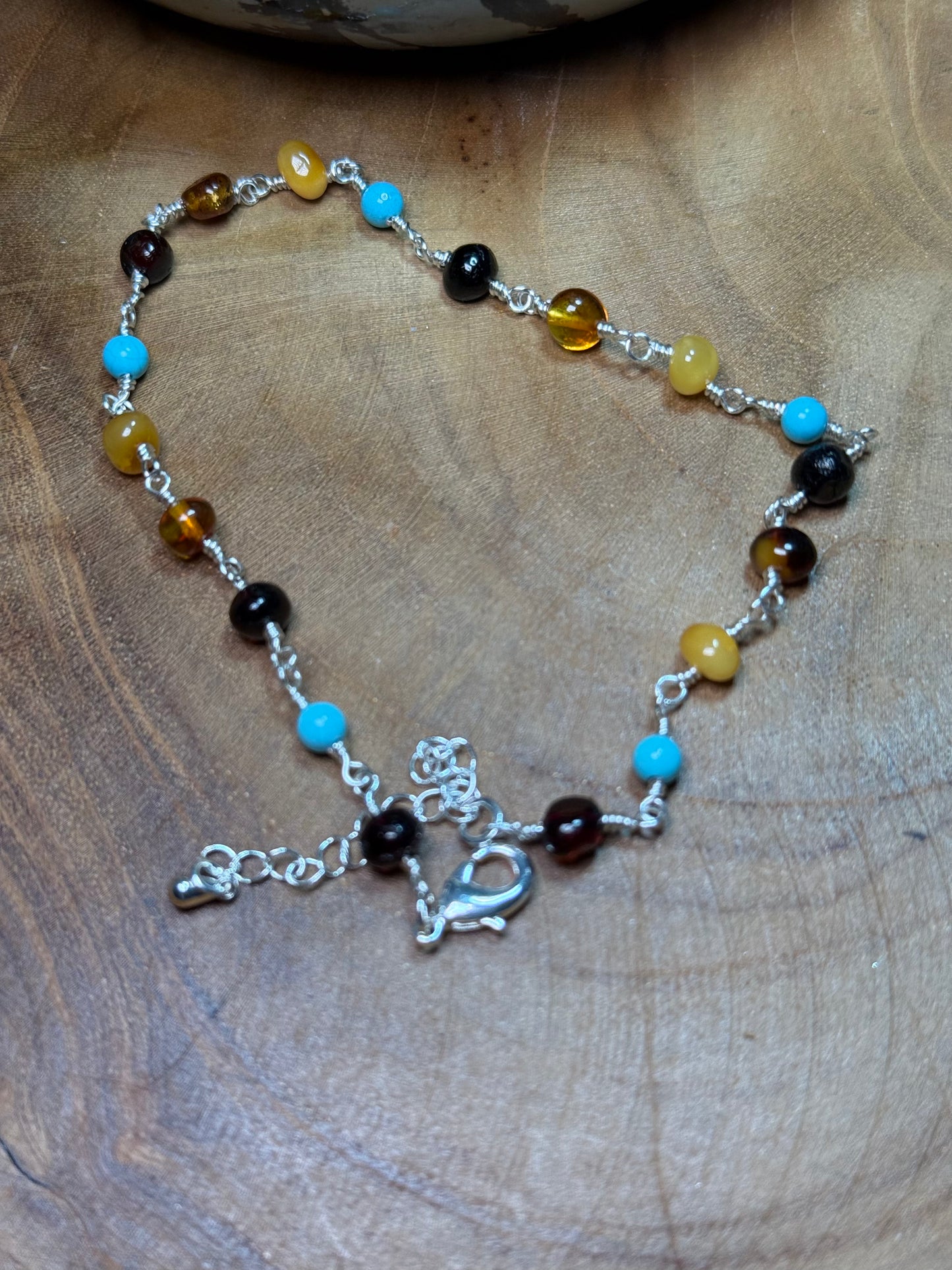 Amber & Turquoise Anklet
