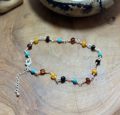 Amber & Turquoise Anklet