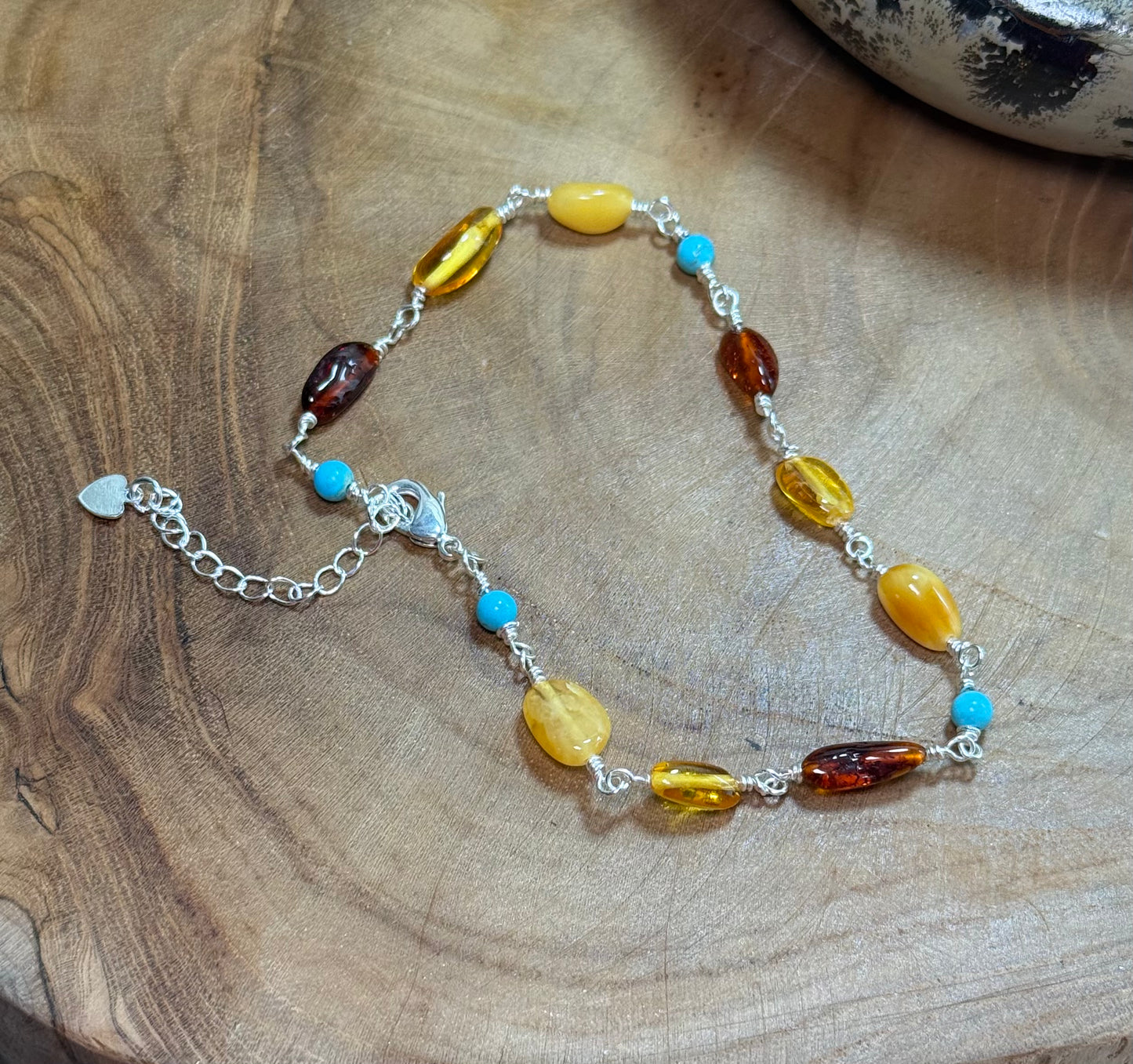 Amber & African Turquoise Anklets