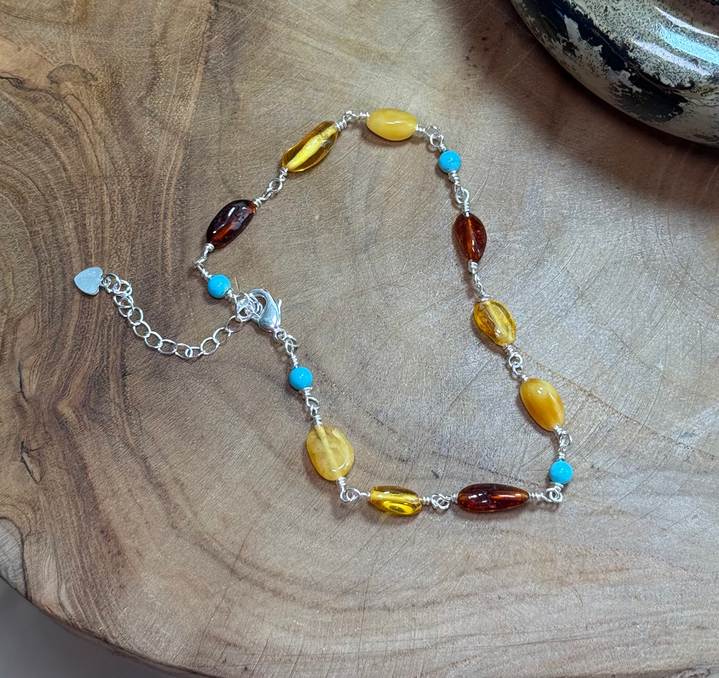 Amber & African Turquoise Anklets