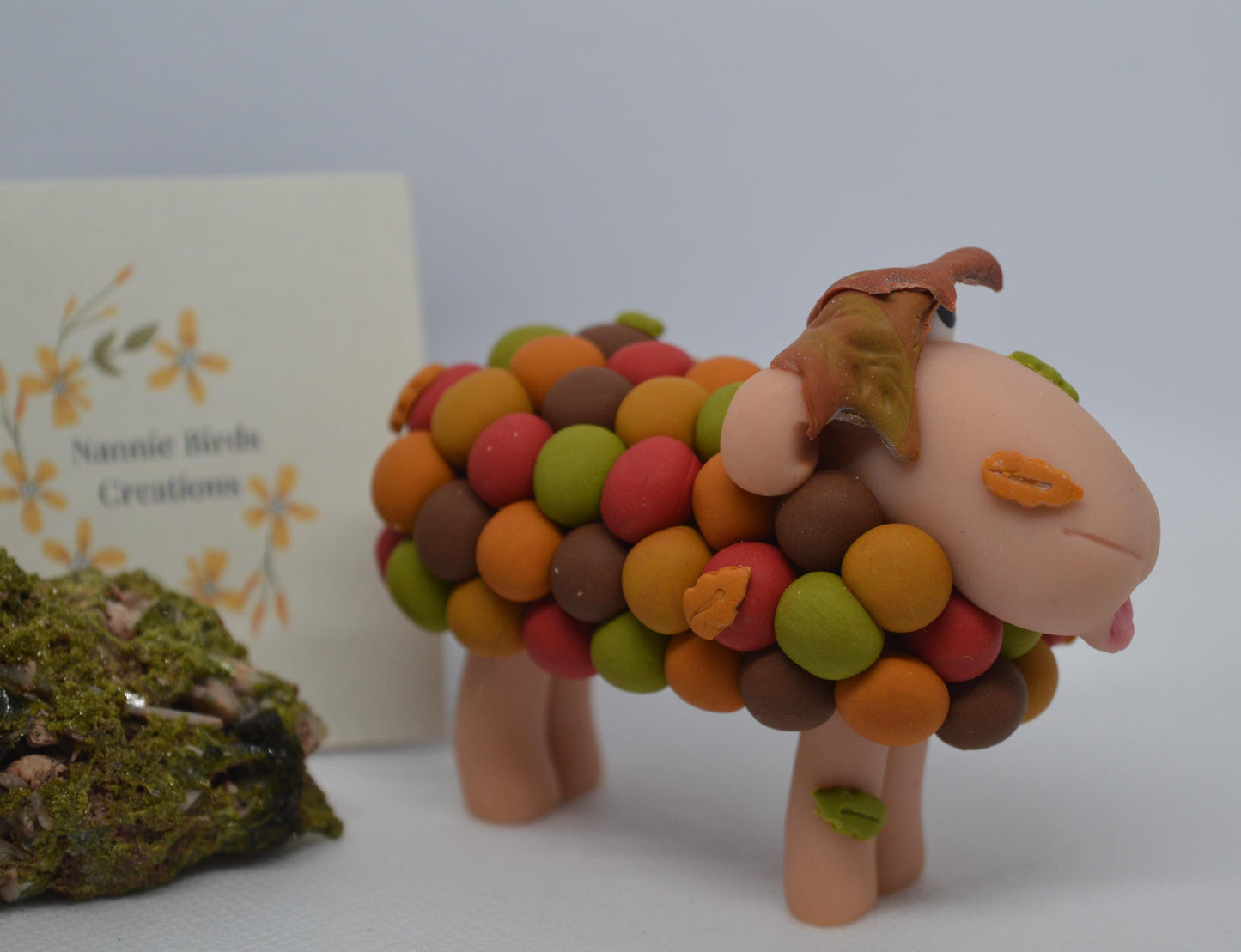 Leafwhisk - Autumn Leaf Sheep/The Whimsy-Wool Flock Collection - Handmade Polymer Clay Sheep Collection